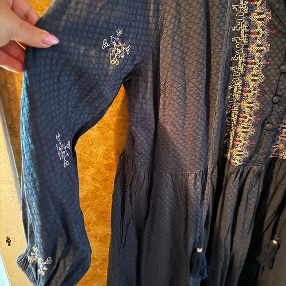 Knox Rose Blue Embellished 3/4 Sleeve Tunic Dress - Picture 4 of 5